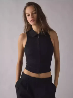 Sleeveless denim top womens