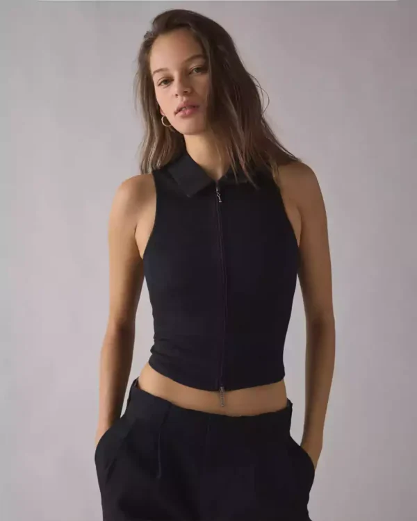 Sleeveless denim top womens