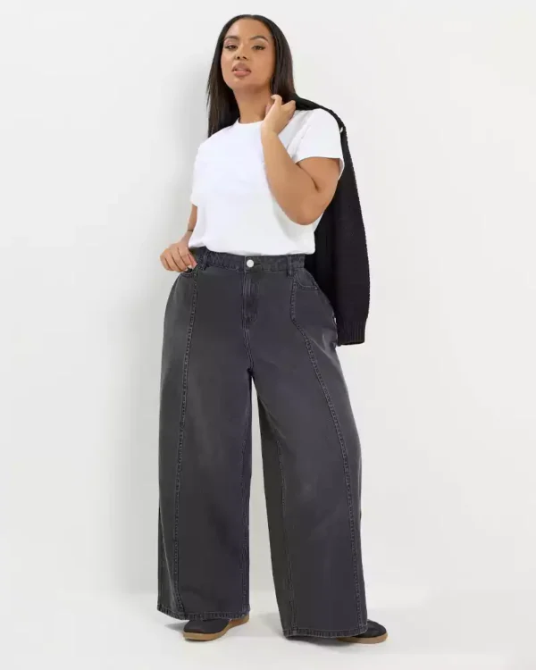 Soft denim wide leg jeans