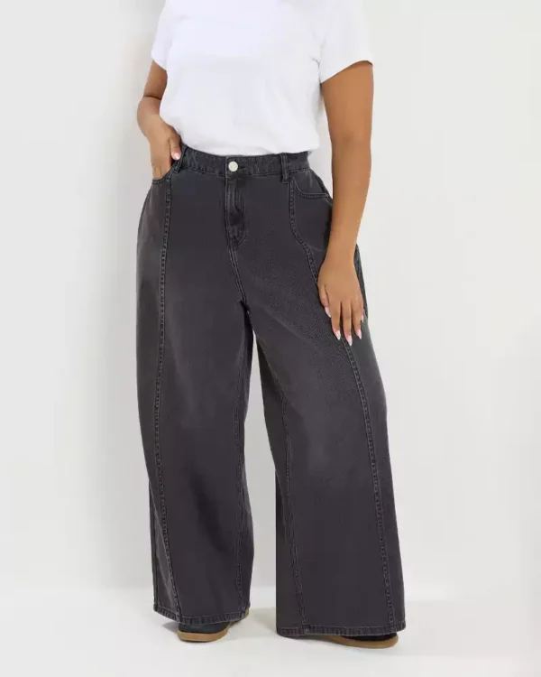 Soft denim wide leg jeans
