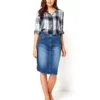 Stretch denim skirt