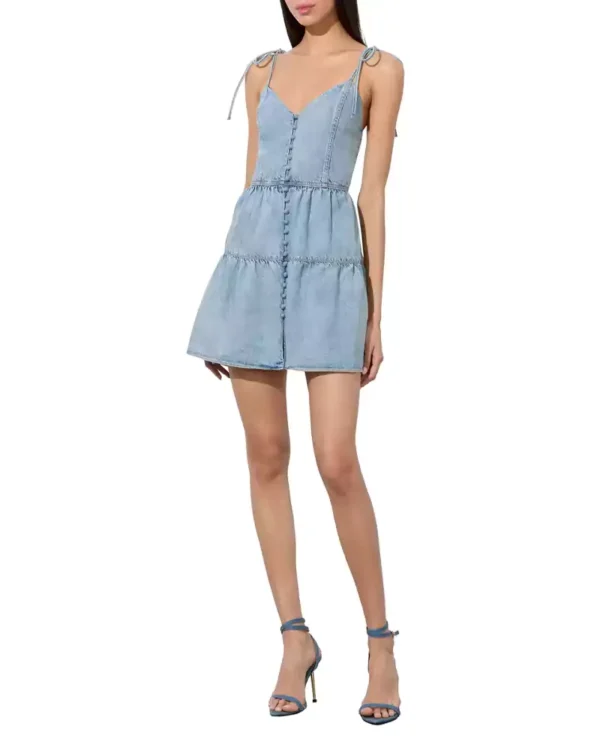 Tiered denim maxi dress