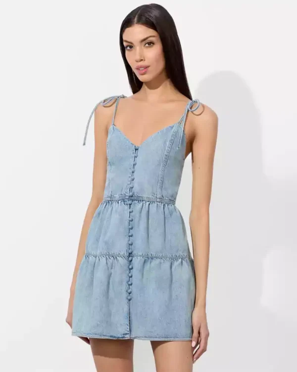 Tiered denim maxi dress