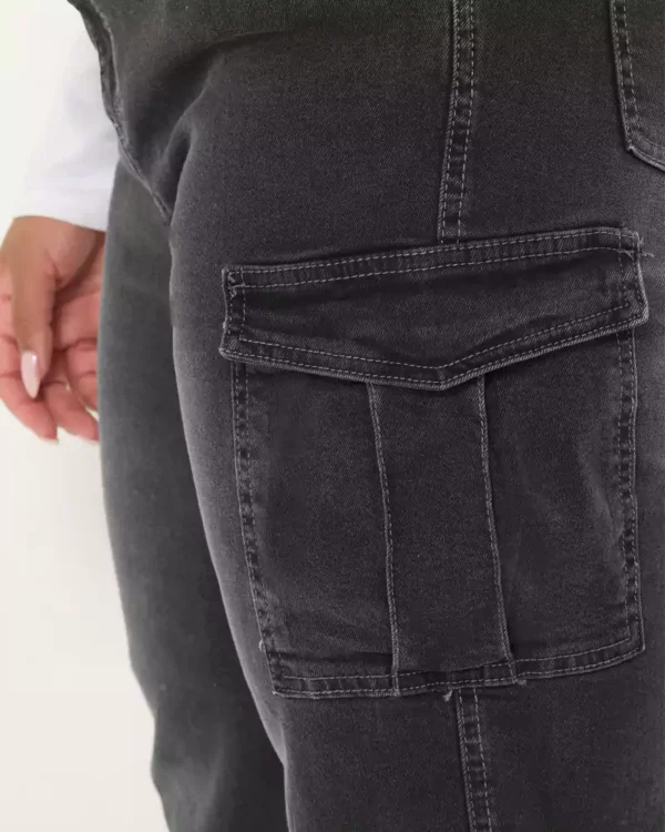 Washed denim cargo jeans