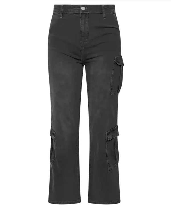 Washed denim cargo jeans