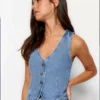 Womens denim sleeveless top