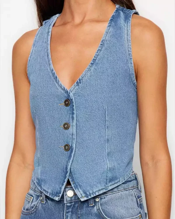 Womens denim sleeveless top