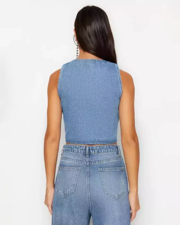 Womens denim sleeveless top