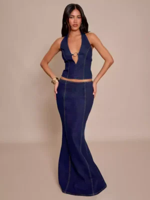 Denim maxi skirt petite