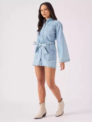 Belted denim shirt dress Belted denim shirt dress