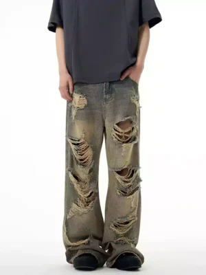 Black denim ripped jeans Black denim ripped jeans