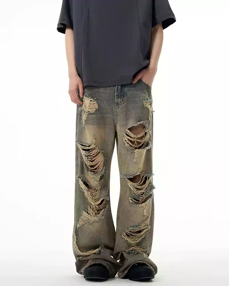 Black denim ripped jeans