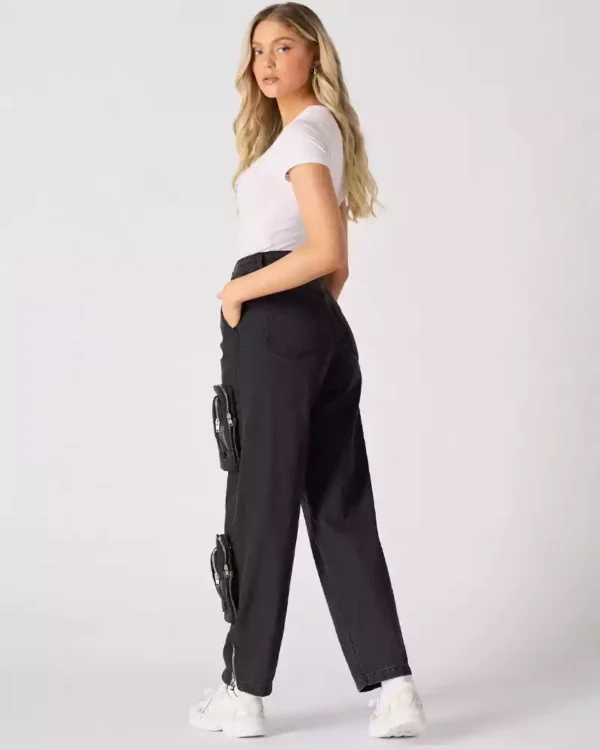 Black denim straight leg jeans Black denim straight leg jeans