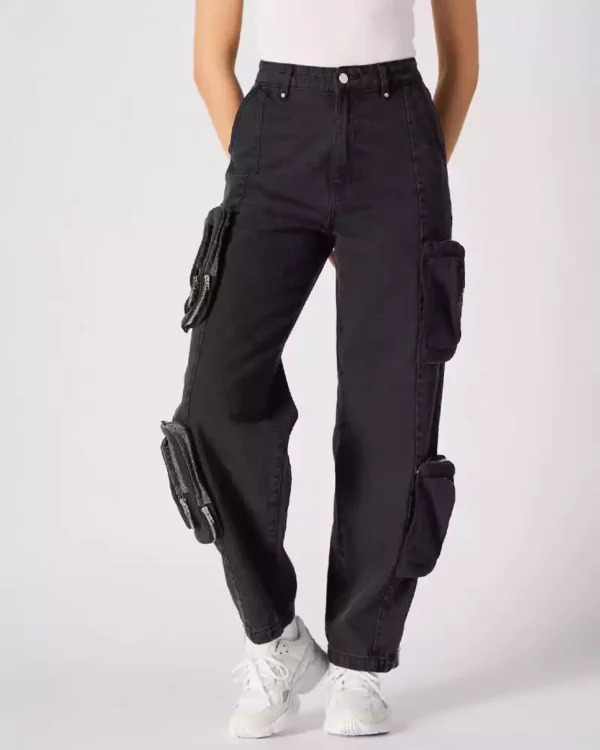 Black denim straight leg jeans Black denim straight leg jeans