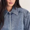 Blue denim bomber jacket
