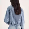 Blue denim bomber jacket