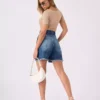 Blue wash denim shorts