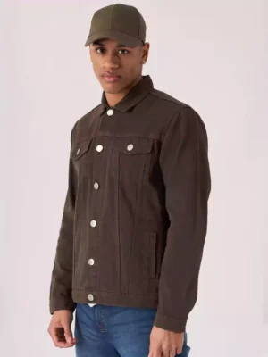 Brown denim shirt men