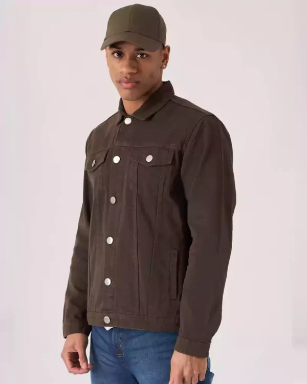 Brown denim shirt men