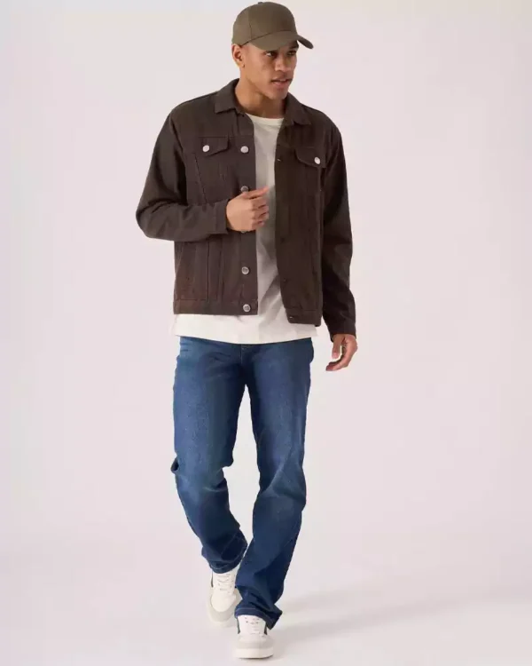 Brown denim shirt men