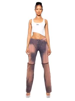 Brown stretch denim jeans