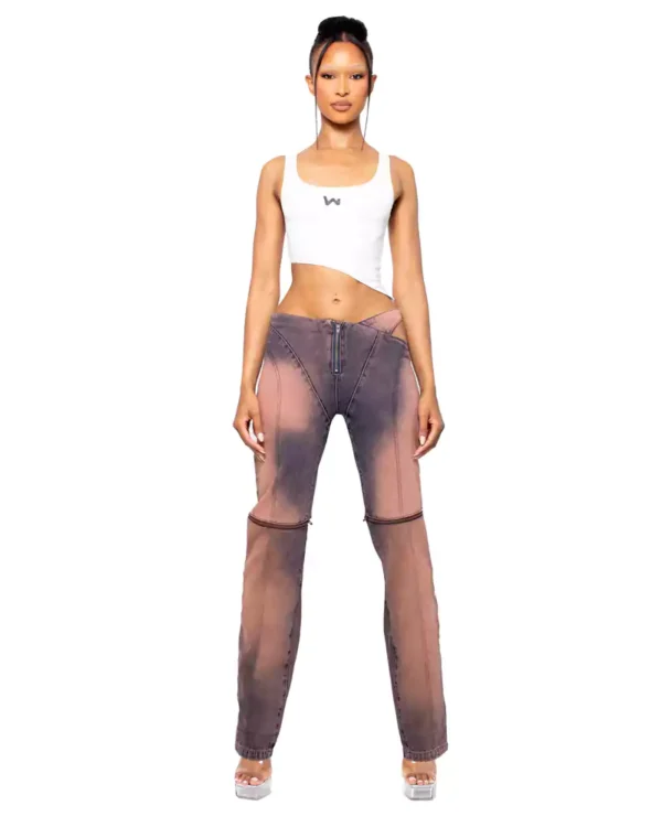 Brown stretch denim jeans