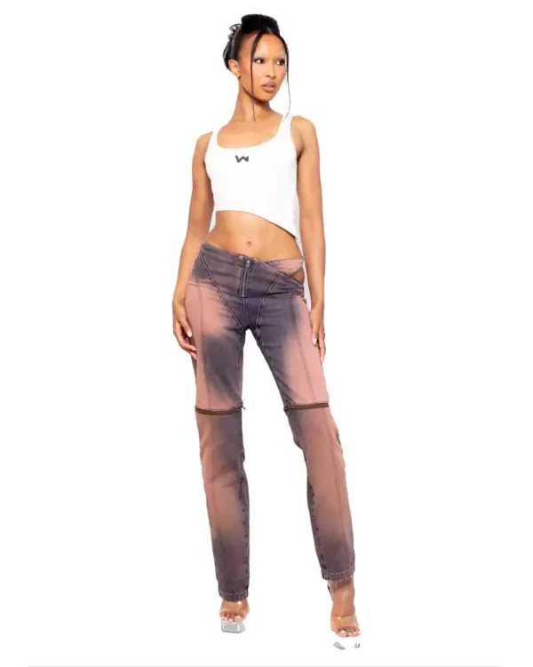 Brown stretch denim jeans