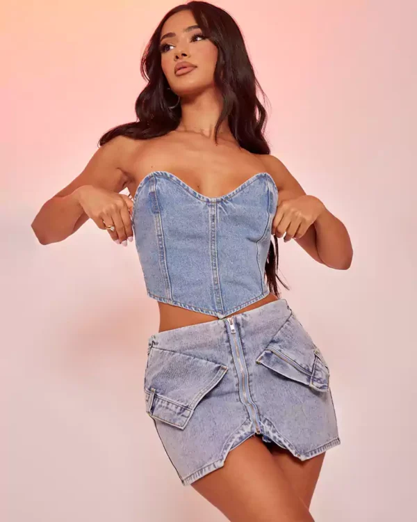 Button front denim skirt mini Button front denim skirt mini