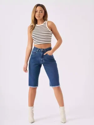 Cos longline denim shorts