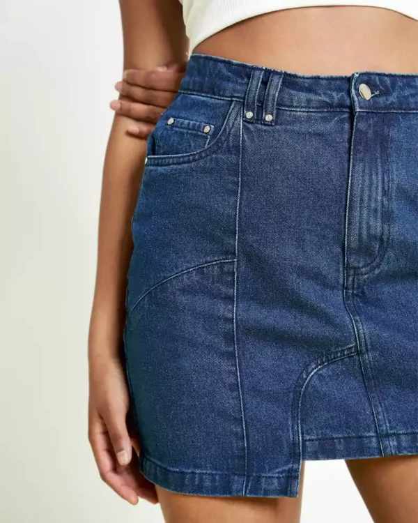 Dark blue denim mini skirt Dark blue denim mini skirt