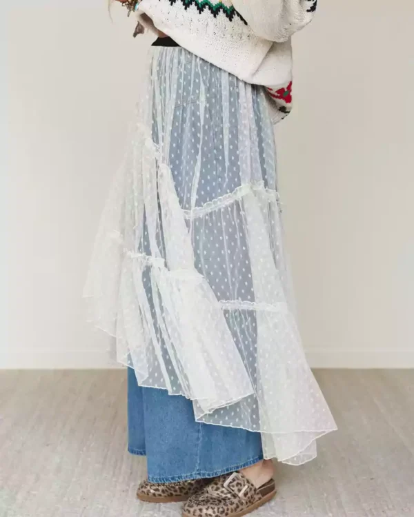 Denim and lace jeans