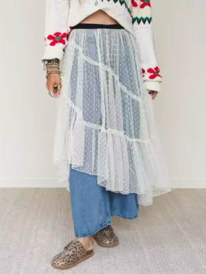 Denim and lace jeans