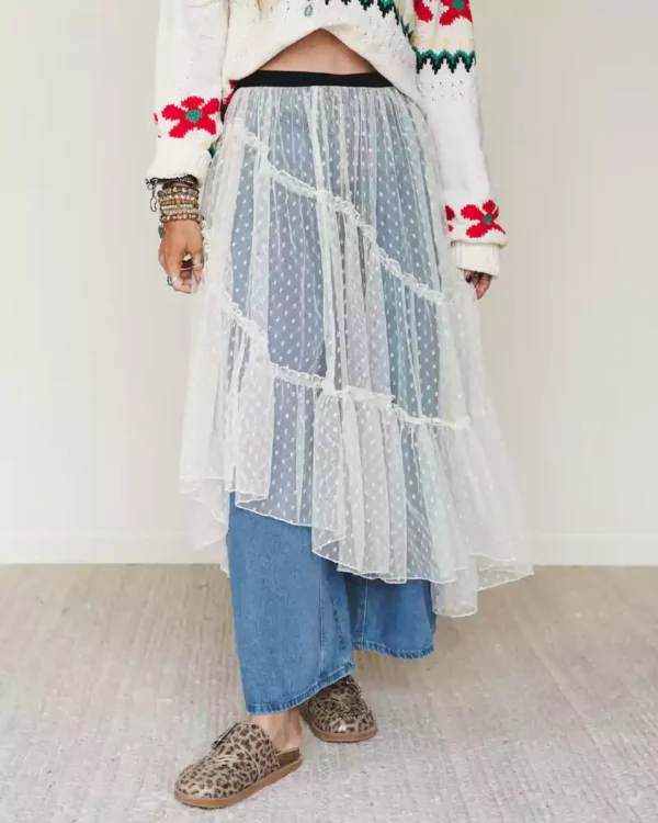 Denim and lace jeans