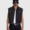 Denim black vest mens Denim black vest mens