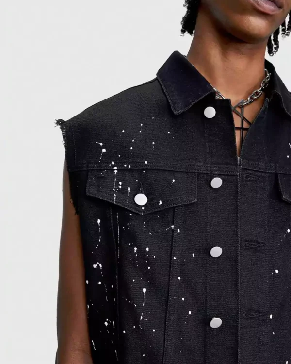 Denim black vest mens Denim black vest mens