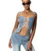 Denim buckle top