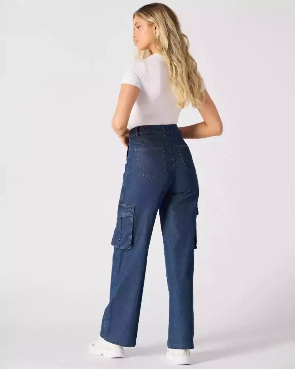 Denim cargo jeans womens