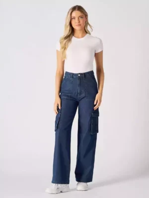 Denim cargo jeans womens