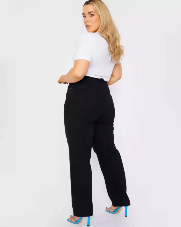 Denim frayed detail straight leg jeans