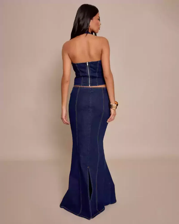 Denim maxi skirt petite