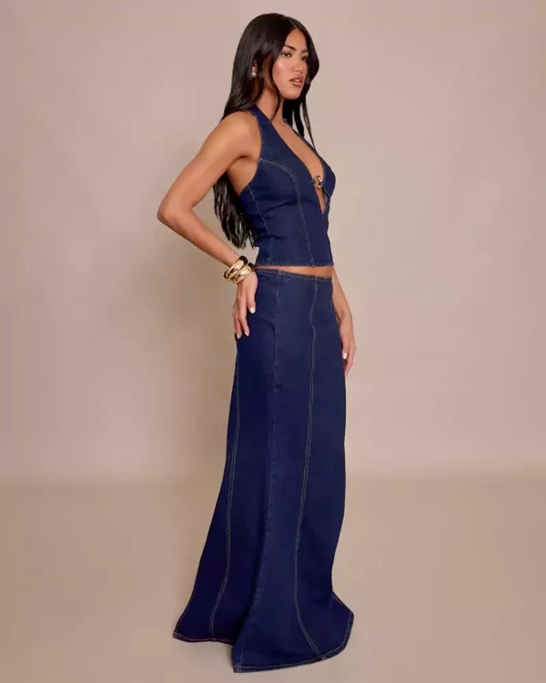 Denim maxi skirt petite