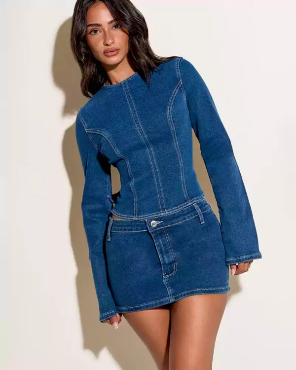 Denim mini skirt womens