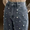 Denim pearl jeans