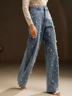 Denim pearl jeans