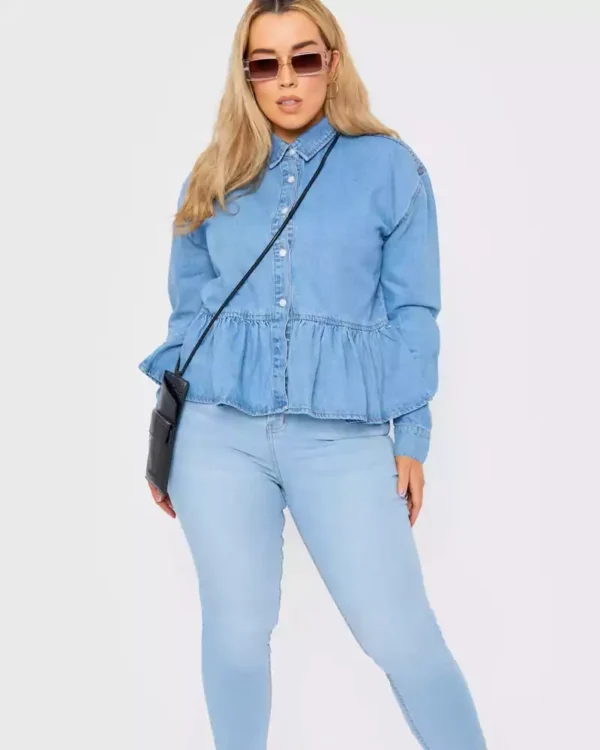 Denim peplum top plus size Denim peplum top plus size