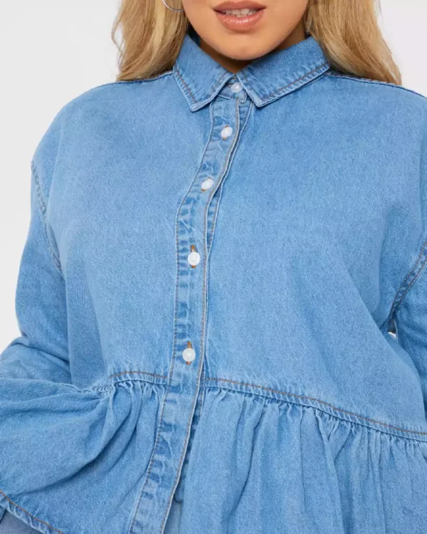 Denim peplum top plus size Denim peplum top plus size