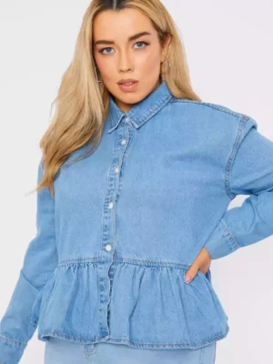 Denim peplum top plus size Denim peplum top plus size