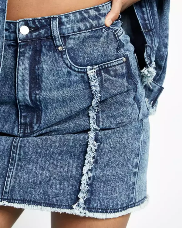 Denim skirt frayed