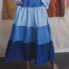 Denim tiered maxi skirt