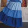 Denim tiered maxi skirt